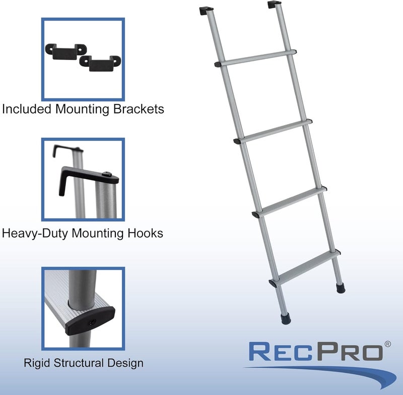 RecPro RV Bunk Ladder 52" | Black or Silver Color Options | Mounting Brackets Included | Aluminum | Made in USA (Silver) - Image 5